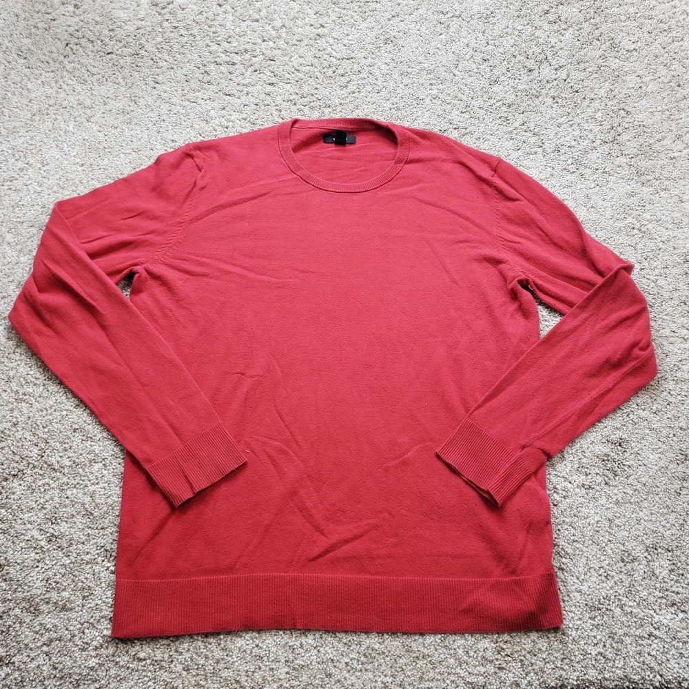 Alfani Sweater Mens M Red Cotton Nylon Crewneck Lightweight Pullover Casual